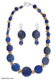 Lapis and amber jewelry set, 'Mystery' 1.2 W 19.7 L