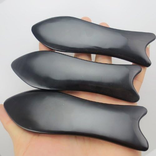 Gua Sha Scraping Massage Tool + Ultra Smooth Edge + 100% Hand Made Buffalo Horn Guasha Board - Highest Quality + GREAT Tools for Graston SPA Acupuncture Therapy Trigger Point Treatment on Face