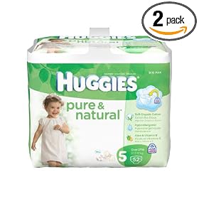 Huggies Pure and Natural Bonus Pack Diapers, Size 5, 52-Count (Pack of 2)Huggies Pure & Natural Diapers (Pack of 2)