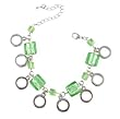 Bracelet - B81 - Murano Style Glass Cubes & Silver Tone Circle Dangles ~ Peridot Green