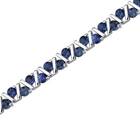 Always Glamorous: Round Shape Blue Sapphire Gemstone Bracelet in Sterling Silver Free Shipping