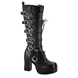 3 3/4 Inch Lace Up Gothic Boots Black Womens Boots Chunky Heel Buckles