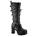 3 3/4 Inch Lace Up Gothic Boots Black Womens Boots Chunky Heel Buckles