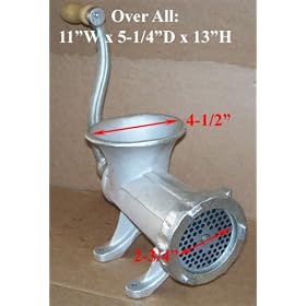#22 Hand Meat Grinder Cast Iron Counter Top 2 Plates by Meat Grinders