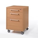 Pierce Office Mobile File with Three Drawers in Beech