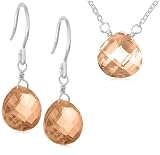 Sterling Silver Champagne Cubic Zirconia Pendant & Earring Set