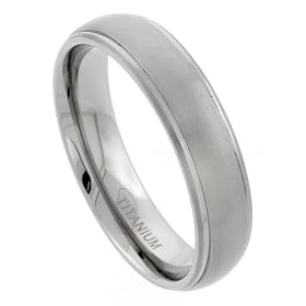 Titanium 6mm Domed Wedding Band Ring Matte Finish recessed Edges Comfort-fit, size 7: Jewelry