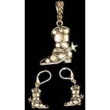 Black Jeweled Boot Pendant and Earring Set by Ozark Leather Co.