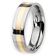 14k Gold Inlaid Polished Titanium Ring (6.0 mm) With Wood Box - Sizes 6-13
