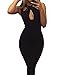Allegrace Women Summer Sexy Front Cross Cut Bodycon Stretch Bandage Party Club Dress S Black