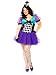 Sexy Adult Women Miss Mad Hatter, tutu dress and matching hat headband By Leg Avenue, Black/Purple, 1X-2X