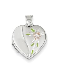 Sterling Silver Floral 15mm Heart Locket