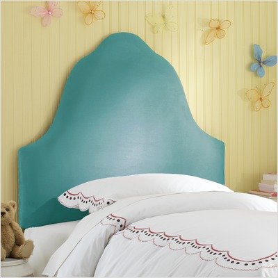 High Arc Micro-Suede Upholstered Headboard in Azure Size: Full