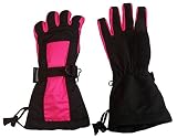 N'Ice Caps Women's Extreme Cold Weather Premier Snowboard Glove with Long Cuff (L/XL, Black/Neon Pink)