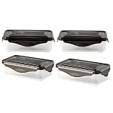 Plastic Food Storage Container with Black Snap Lid 14 oz (Set of 4)