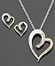 14k Gold & Sterling Silver Diamond Heart Pendant & Earring Set (1/10 ct. t.w.)