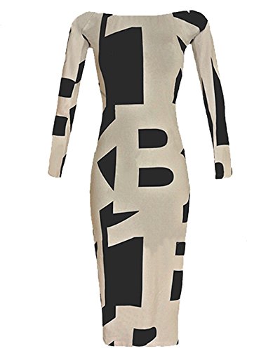 Halife Women's Sexy Slash Neck Long Sleeve Cocktail Party Bodycon Dress Plus Size XXL