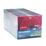 (Price/PK)CD-R Discs, 700MB/80min, 48x, w/Slim Jewel Cases, Assorted Colors, 50/pack