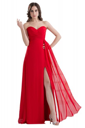 ... BRIDE Sweetheart Front-split Chiffon Evening Dress Size 2 Red for sale ... BRIDE Sweetheart Front-split Chiffon Evening Dress Size 2 Red for sale