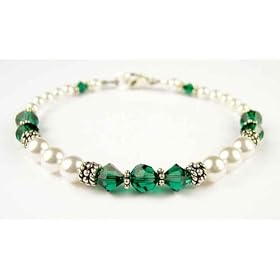 Emerald Swarovski Crystal Beaded Pearl Bracelets