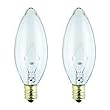 3 Watt 3 Volt Torpedo Shaped Incandescent Light Bulb / Battery Operated Candle Replacement Bulbs / Clear / Candelabra Base / **2 Pack**