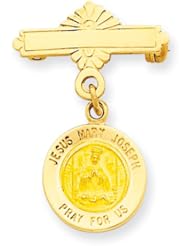 14k Holy Family Medal Pin