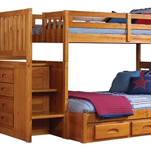 New Energy Honey Staircase Bunk Bed Twin Over Full