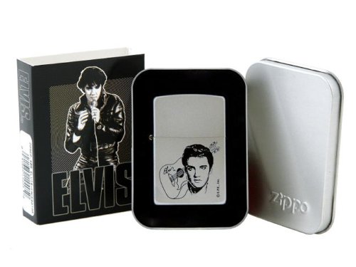 Original Zippo Lighter with Elvis Presley Portrait and Guitar motiff