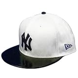 MLB New Era Hat Cap New York Yankees 59FIFTY 5950 White Black Fitted Nylon 7 1/4