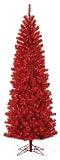 7.5' Slim Sexy Red Pre-Lit Lakewood Spruce Artificial Christmas Tree -Red Lights