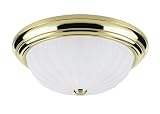 Westinghouse 64364 Two-Light Flush Mount Ceiling Fixture, Polished Brass with Frosted Globes