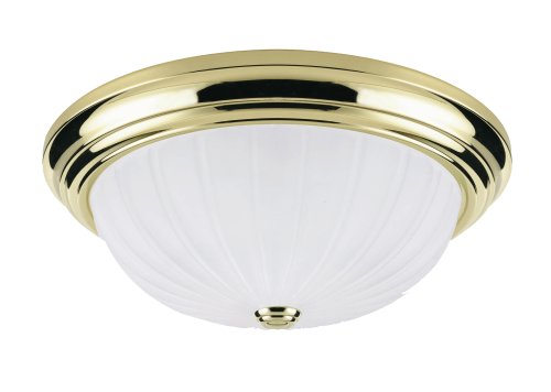 Westinghouse 64364 Two-Light Flush Mount Ceiling Fixture, Polished Brass with Frosted Globes