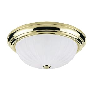 Westinghouse 64364 Two-Light Flush Mount Ceiling Fixture, Polished Brass with Frosted... by 
