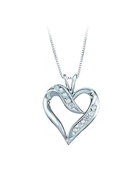 10K White Gold 0.02 ct. Diamond Heart Pendant with Chain