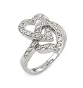 925 Sterling Silver Double Heart Cubic Zirconia Ring