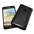 Favory Echt Ledertasche (Lasche mit R�ckzugfunktion und Klettverschluss) f�r Samsung Galaxy Note N7000 in schwarz