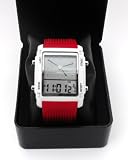 Ladies/Womens Red Boxed Digital LED Watch. Dual Display. Dual Time Zones. Multi Function. Triple Backlight.