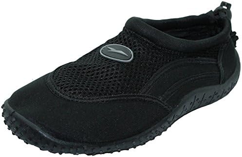 WOMEN'S Water Shoes - Comfortable Aqua Socks for Pool, Beach, Lake, Yoga, Exercise with Drawstring closure for secure and easy fit - Sizes 5 - 10 (7, Black)