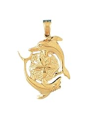 Dazzlers Solid 14 karats gold Dolphin Charm Pendant Available in three colors from jewelsberry (weights: 7.1 grams only)