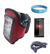 Microsoft Zune Red HD Armband with Armlength 10.5 Inch and 14.6 Inch + Screen Protector + Zune HD Car Charger