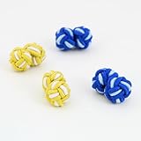 Yellow white, blue economics silk knot Cufflinks for men with Gift Box case Y&G Ten pair of Silk Cufflinks C7189