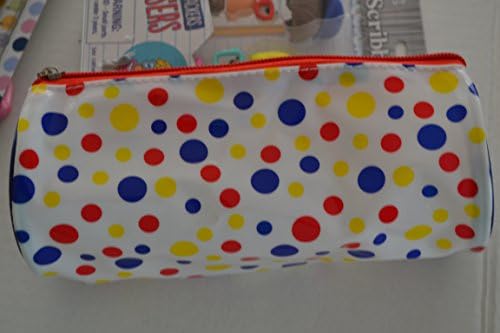 Back to School Bundle of 6 Items Includes Pencil Case, Zippered Pouch, 1 Pack Create a Face Erasers, 1 Pack Pen and Pencil Set, Led Flashing Sticker, Notebook