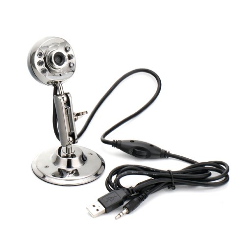 HDE® USB 2.0 Metal Finish Webcam with Microphone with 6 LED Lights