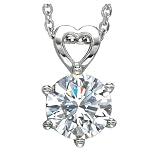 18k White Gold IGI Certified Round Diamond Solitaire Pendant w/ Heart Shaped Bale (3.03 cttw, E-F Color, SI1-SI2 Clarity)