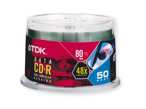 Electronics: TDK CD R80CB50 700 MB/80 Minute 48x Data CD R  50 Pack Spindle 