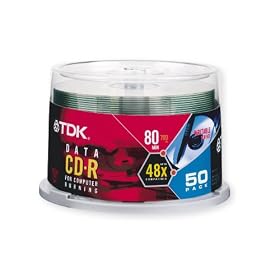 TDK CD-R80CB50 700 MB/80-Minute 48x Data CD-R (50-Pack Spindle)