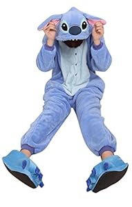 WOWcosplay Cosplay Halloween Romper Costume Party Pajamas Unisex Kigurumi Blue Stitch L