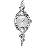 Fontenay - UR332DAB - Montre Femme Ronde - Quartz Analogique - 1 Diamant 0.018 - Fond Argent - Bracelet Semi Rigide M&eacute;tal Argent&eacute;