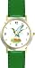 Mallard Duck JP - Bird Animal - WATCHBUDDY&Acirc;&reg; DELUXE TWO-TONE THEME WATCH - Arabic Numbers - Green Leather Strap-Size-Large ( Men's Size or Jumbo Women's Size )