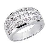 14k White Trendy 2.45 Ct Diamond Band Ring - Size 7.0